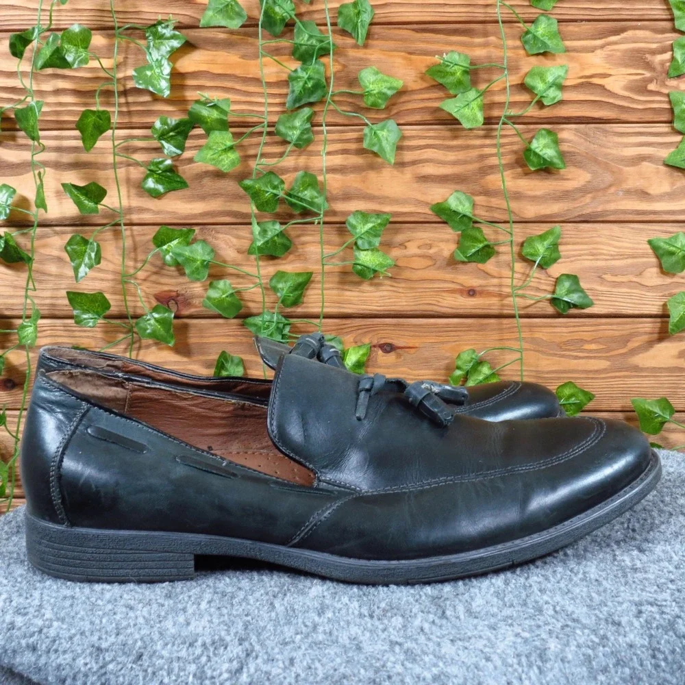 Robert Wayne Calahan Mens Size 12‎ Black Leather Tassel Loafer Dress Shoes